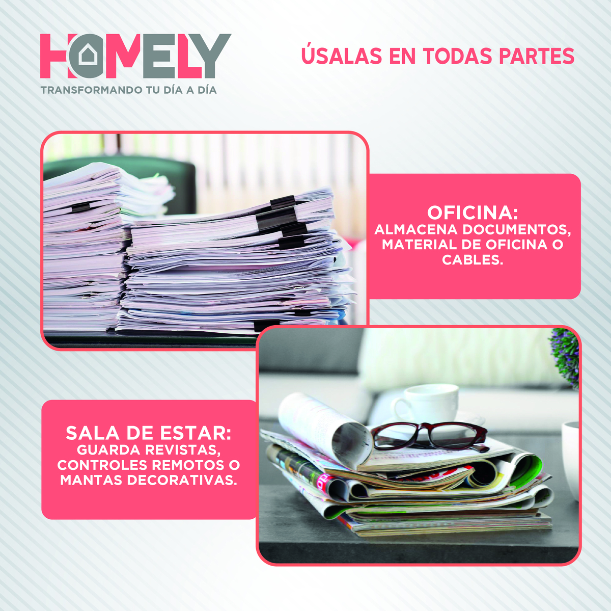 CAJAS ORGANIZADORAS HOMELY TAPA TELA IMPERMEABLE 22L SET X2 - 6