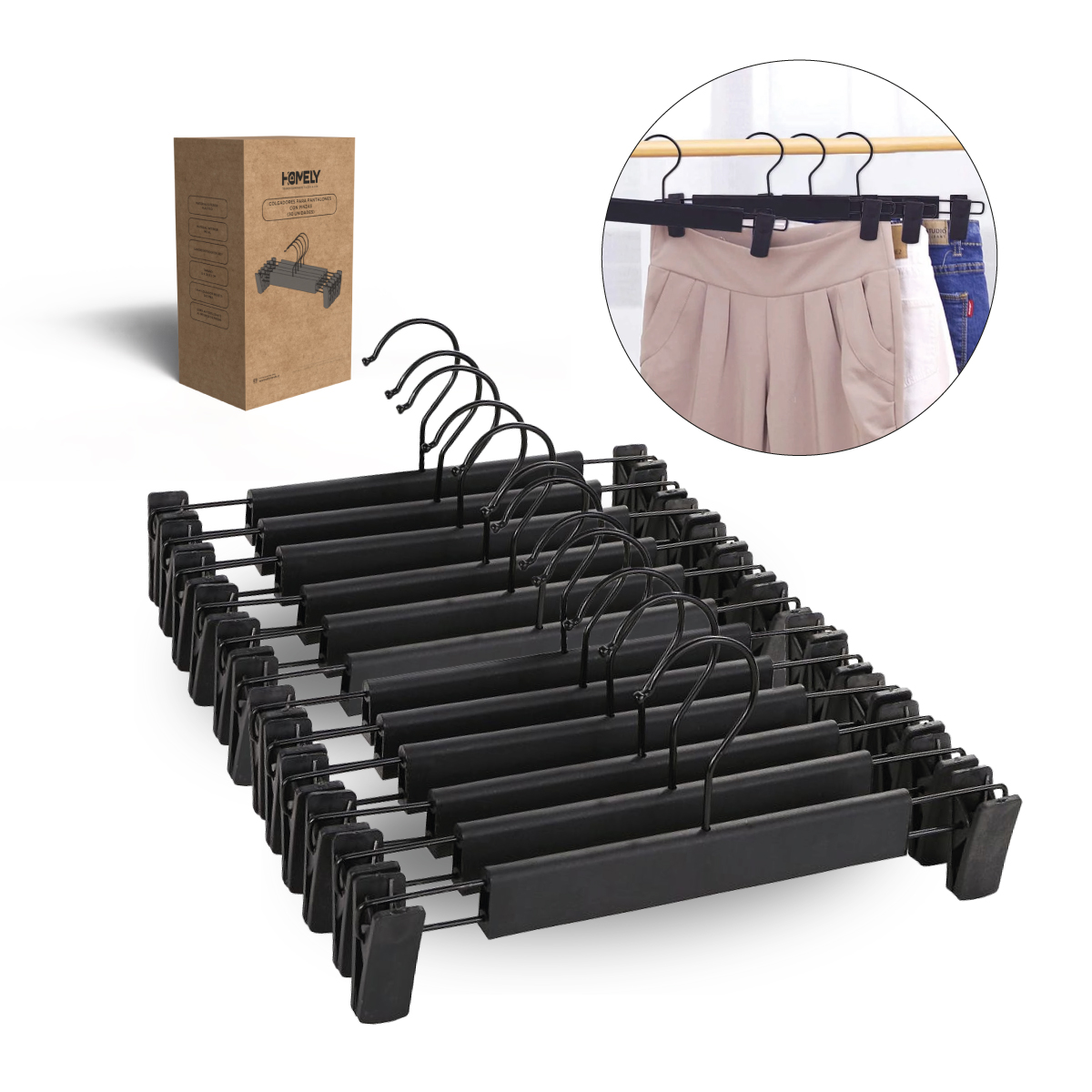 COLGADORES DE PINZA PARA PANTALON HOMELY GANCHOS ROPA 30 U - 1