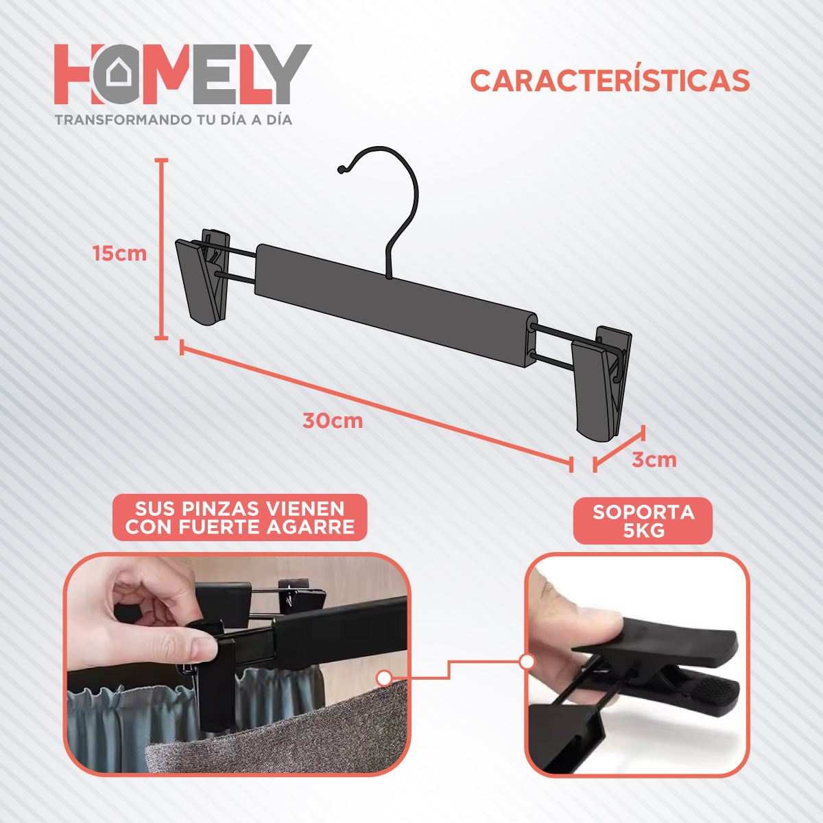 COLGADORES DE PINZA PARA PANTALON HOMELY GANCHOS ROPA 30 U - 2