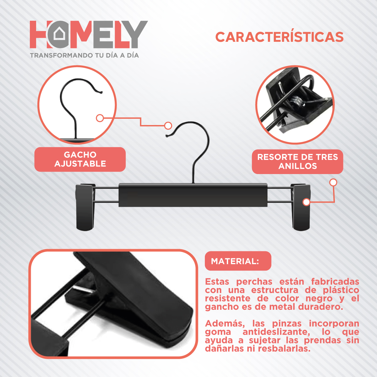 COLGADORES DE PINZA PARA PANTALON HOMELY GANCHOS ROPA 30 U - 3