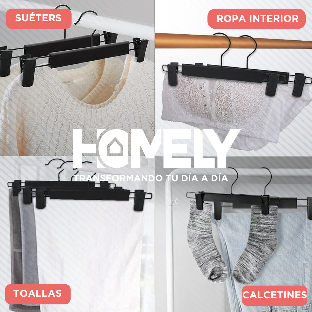 COLGADORES DE PINZA PARA PANTALON HOMELY GANCHOS ROPA 30 U - 6