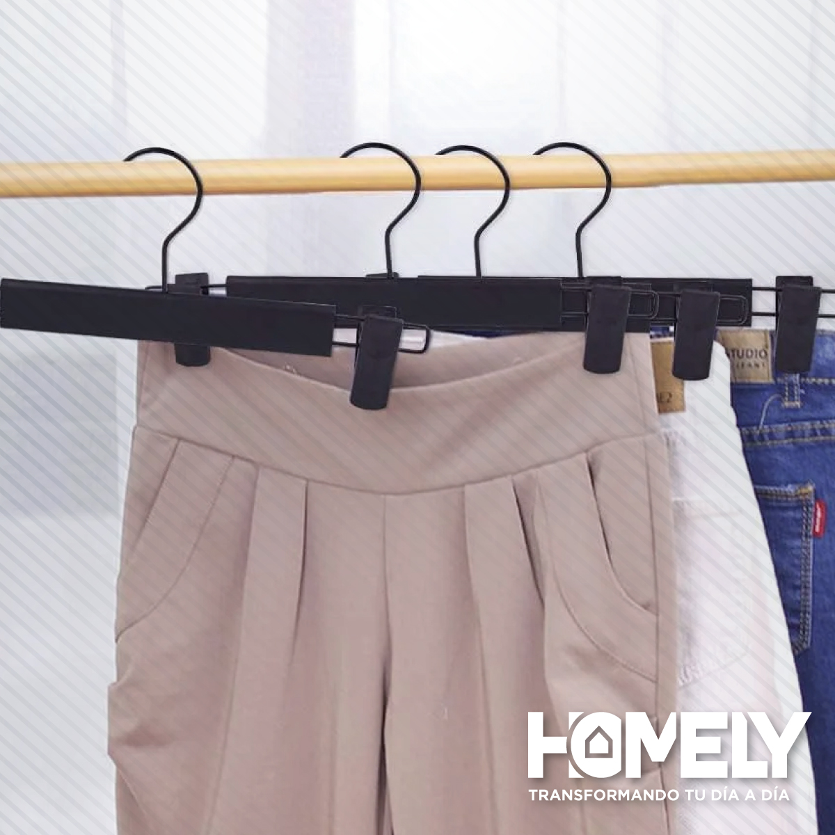 COLGADORES DE PINZA PARA PANTALON HOMELY GANCHOS ROPA 30 U - 9