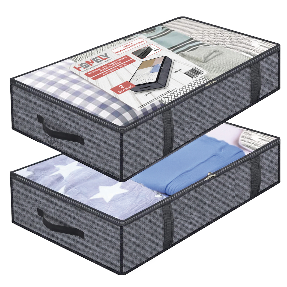 BOLSAS ORGANIZADORAS BAJO CAMA HOMELY CONTENEDOR 90L SET X2 - 1