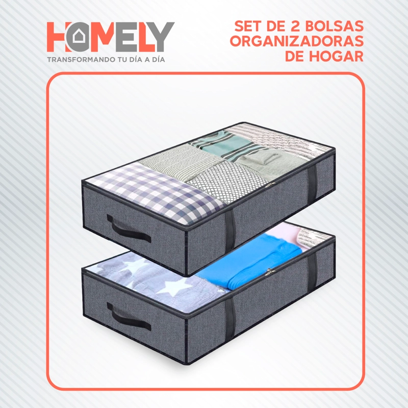 BOLSAS ORGANIZADORAS BAJO CAMA HOMELY CONTENEDOR 90L SET X2 - 10