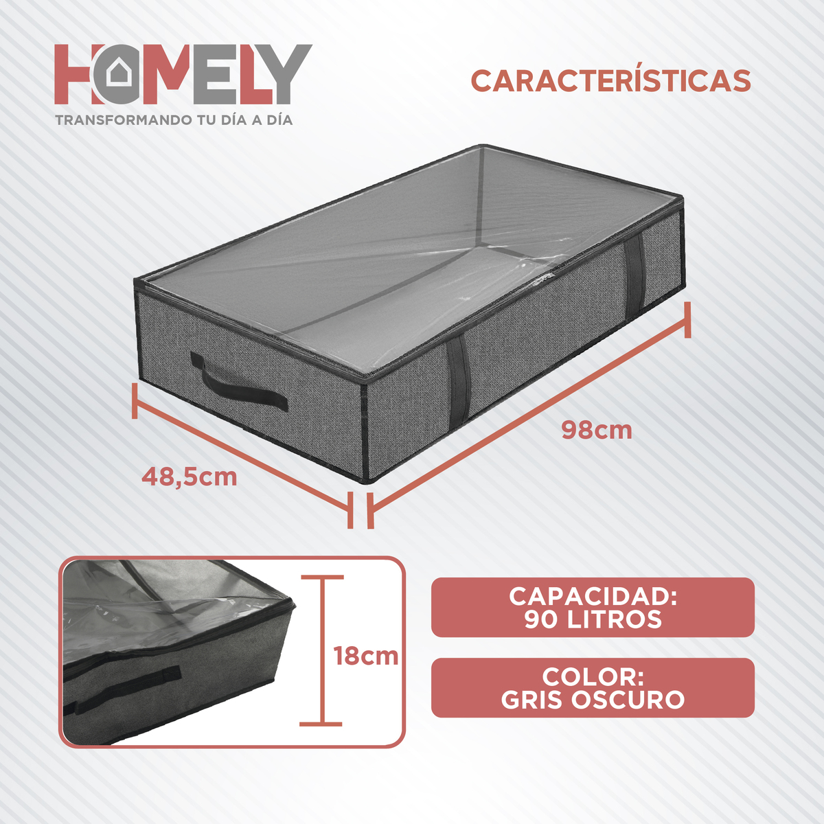 BOLSAS ORGANIZADORAS BAJO CAMA HOMELY CONTENEDOR 90L SET X2 - 2