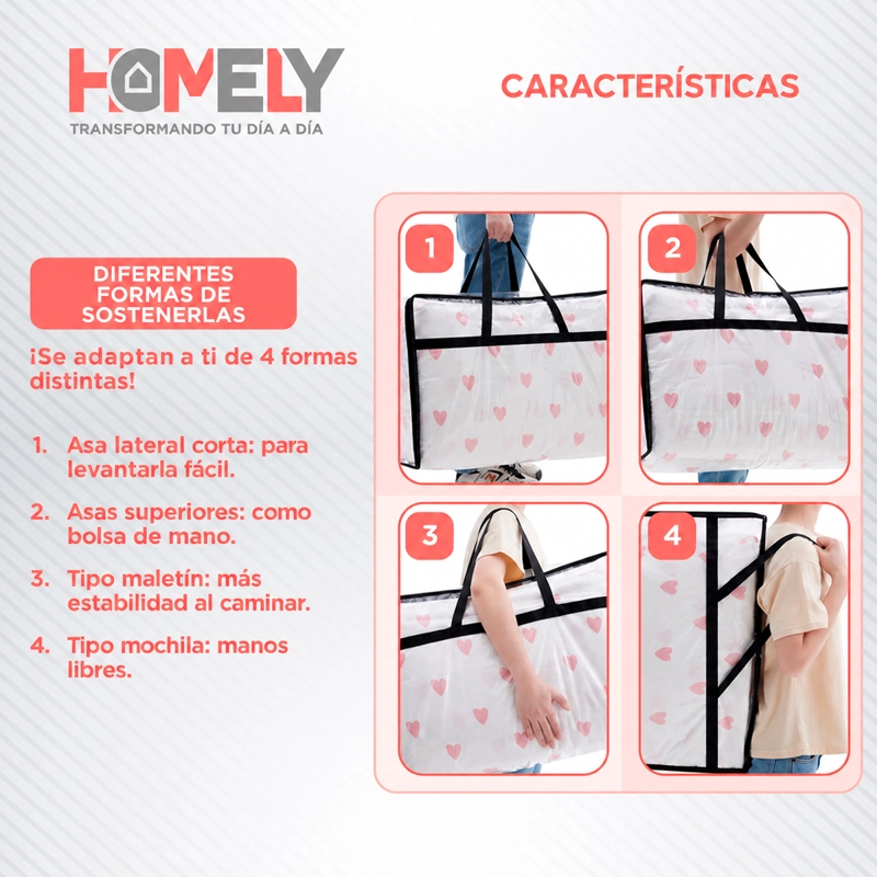 BOLSAS ORGANIZADORAS ALMACENAMIENTO PLASTICAS HOMELY 40L X4 - 4