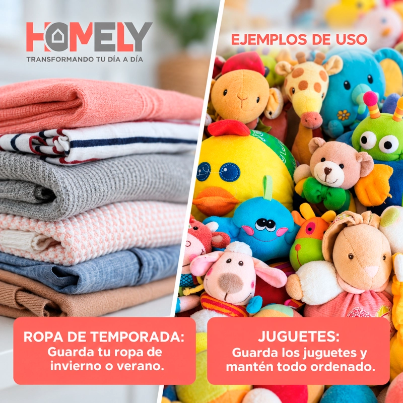 BOLSAS ORGANIZADORAS ALMACENAMIENTO PLASTICAS HOMELY 40L X4 - 5