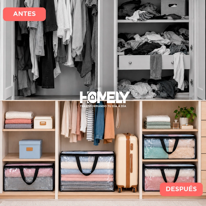 BOLSAS ORGANIZADORAS ALMACENAMIENTO PLASTICAS HOMELY 40L X4 - 6