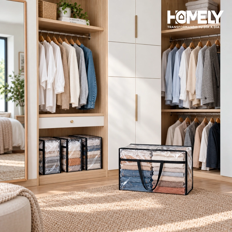 BOLSAS ORGANIZADORAS ALMACENAMIENTO PLASTICAS HOMELY 40L X4 - 7