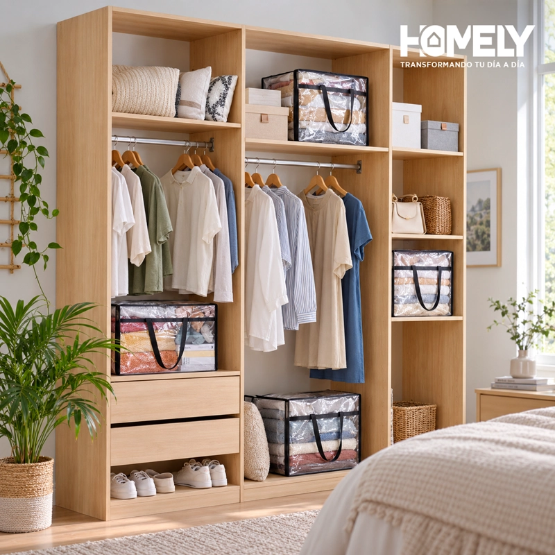 BOLSAS ORGANIZADORAS ALMACENAMIENTO PLASTICAS HOMELY 40L X4 - 8