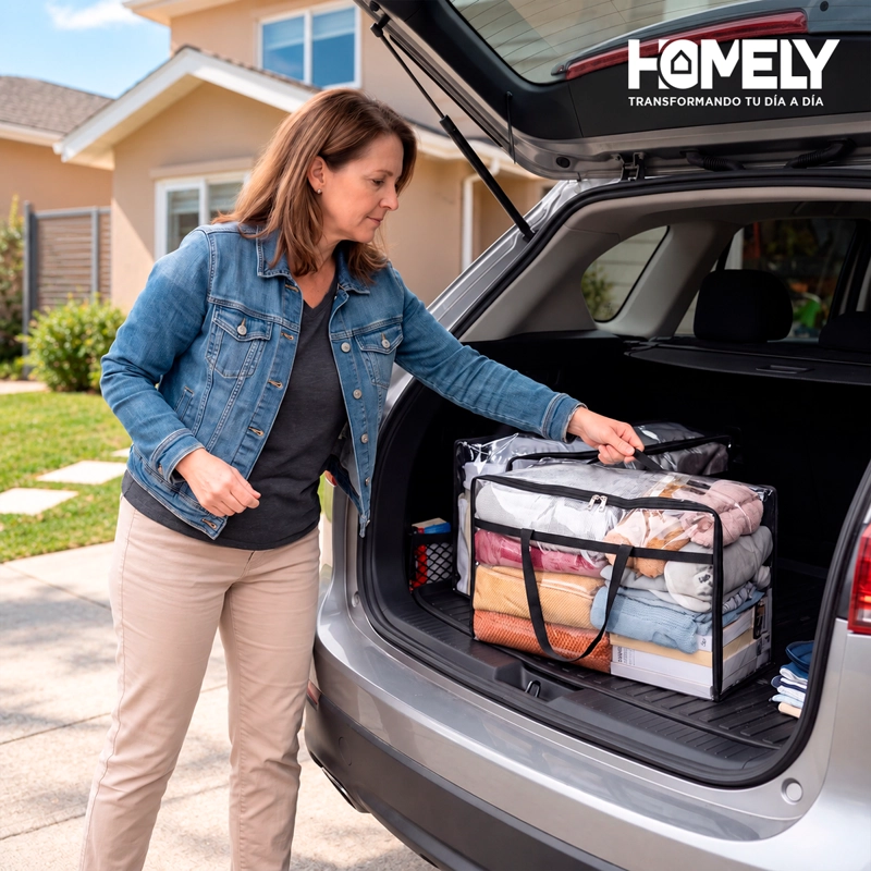 BOLSAS ORGANIZADORAS ALMACENAMIENTO PLASTICAS HOMELY 40L X4 - 9