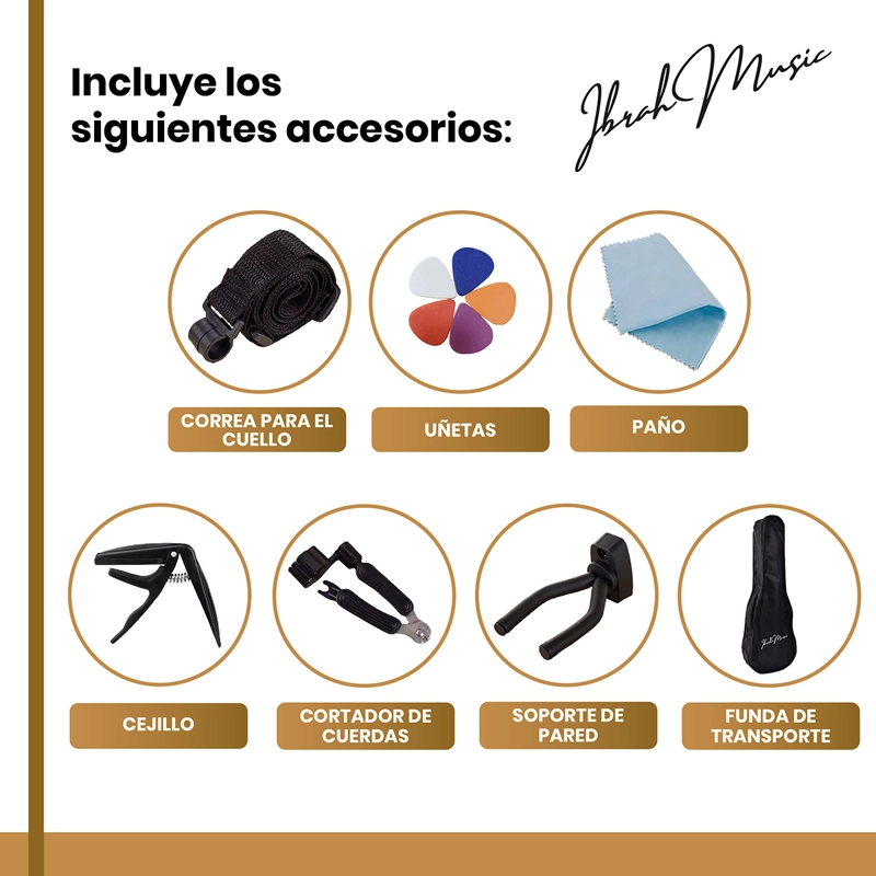 UKELELE SOPRANO CONCIERTO 21 PULGADAS IBRAH + ACCESORIOS - 3