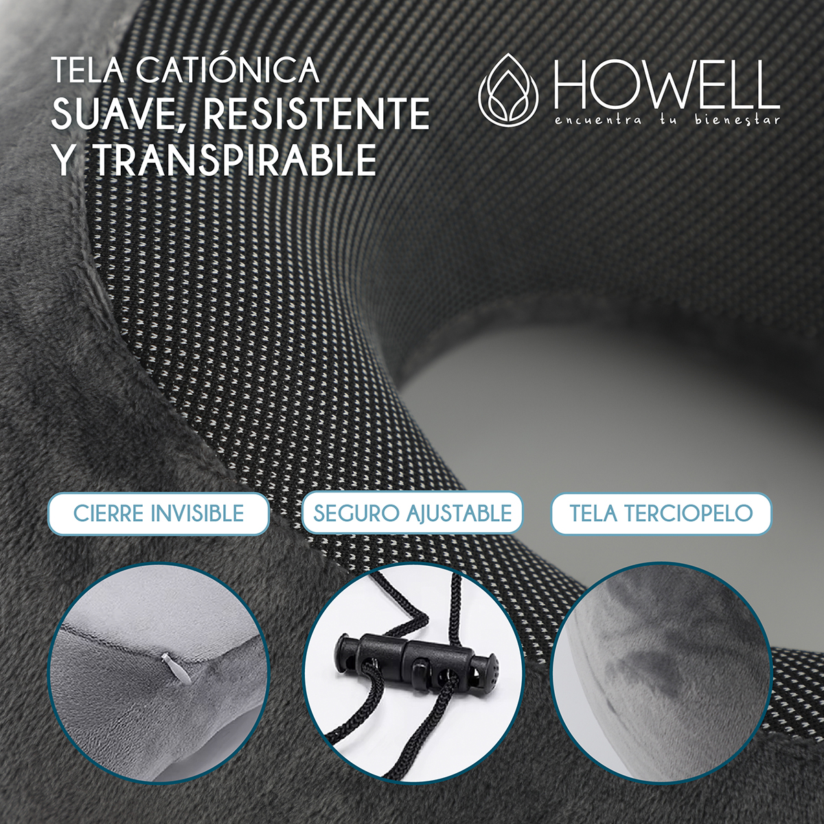 ALMOHADA CERVICAL DE VIAJE HOWELL VISCO MEMORY + ACCESORIOS - 6
