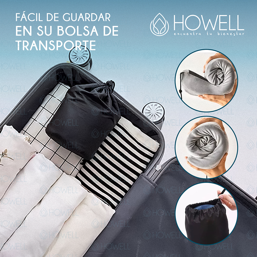 ALMOHADA CERVICAL DE VIAJE HOWELL VISCO MEMORY + ACCESORIOS - 8