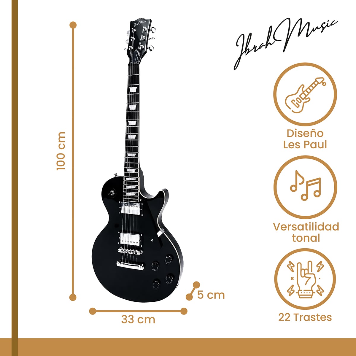 GUITARRA ELECTRICA LP IBRAH + AMPLIF + ACCESORIOS ALL BLACK - 2
