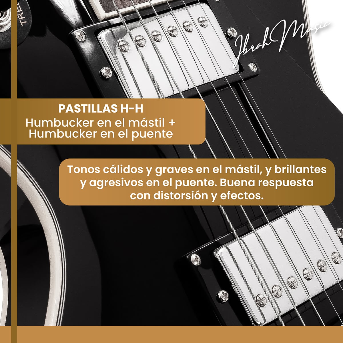GUITARRA ELECTRICA LP IBRAH + AMPLIF + ACCESORIOS ALL BLACK - 4