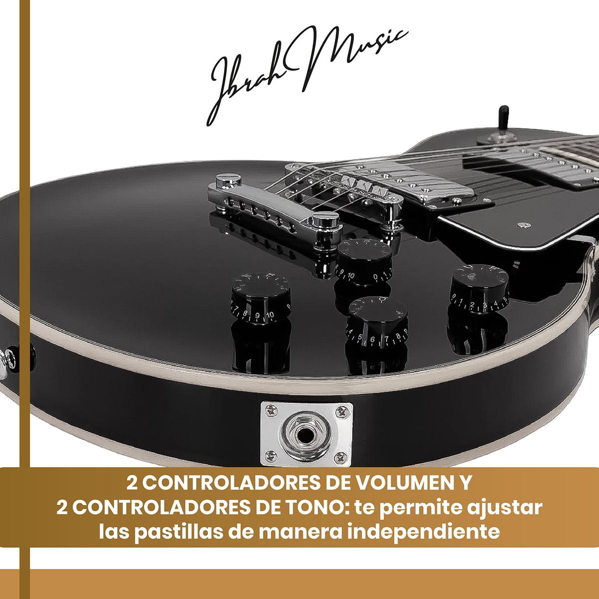 GUITARRA ELECTRICA LP IBRAH + AMPLIF + ACCESORIOS ALL BLACK - 5