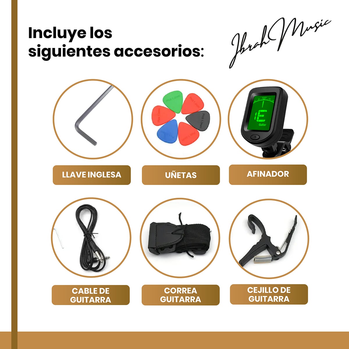 GUITARRA ELECTRICA LP IBRAH + AMPLIF + ACCESORIOS ALL BLACK - 7