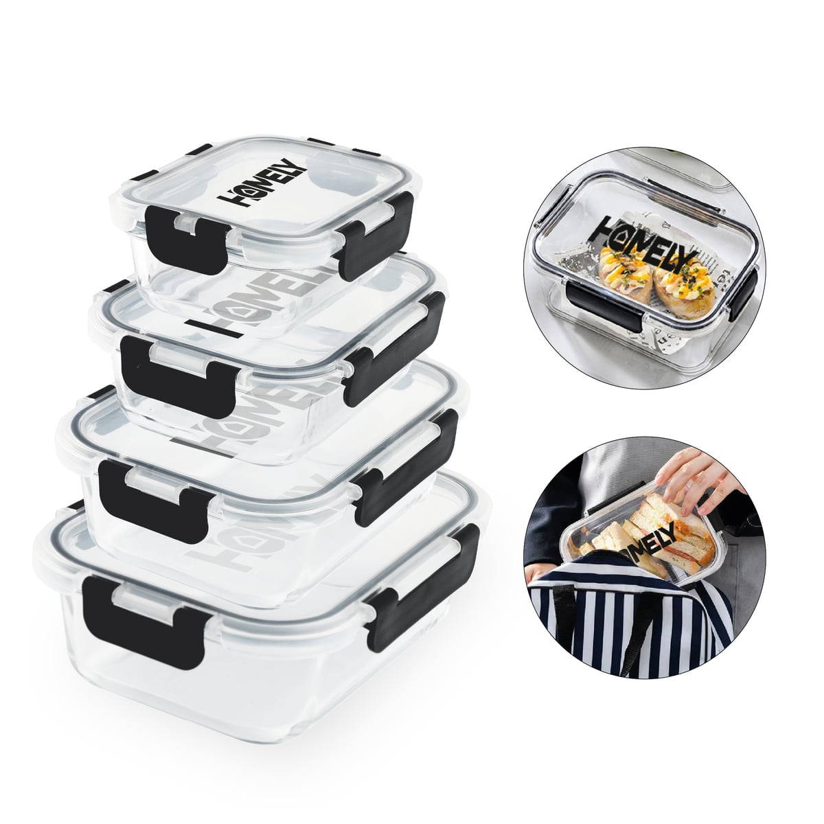 TUPPER HERMETICO COMIDA HOMELY VIDRIO TEMPLADO SET X4 3.57 L - 1