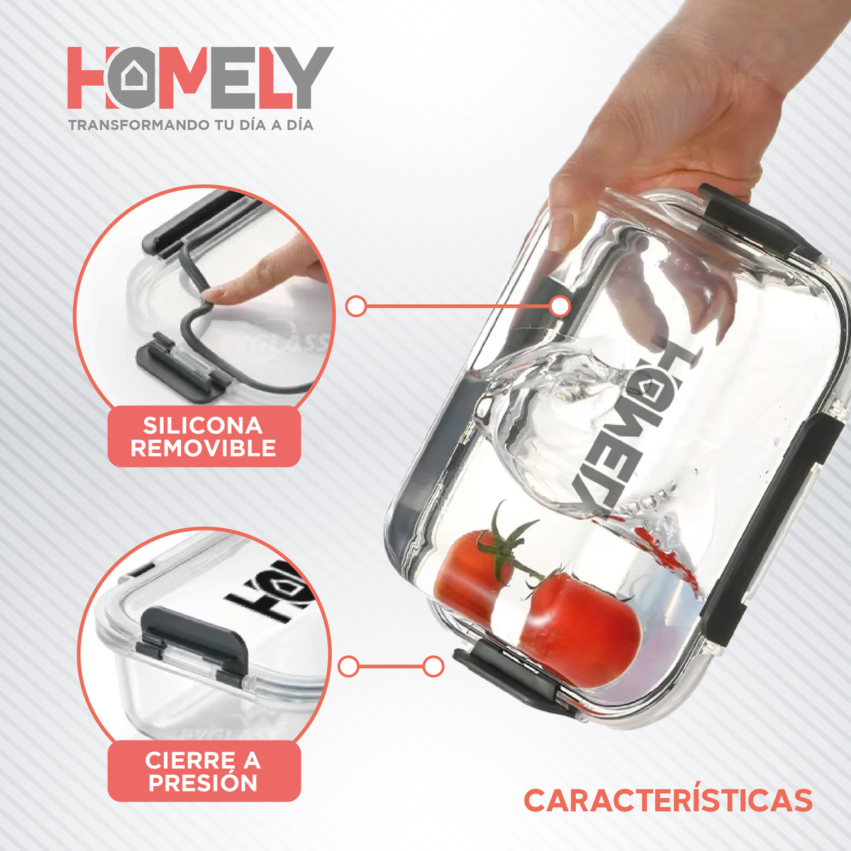 TUPPER HERMETICO COMIDA HOMELY VIDRIO TEMPLADO SET X4 3.57 L - 4