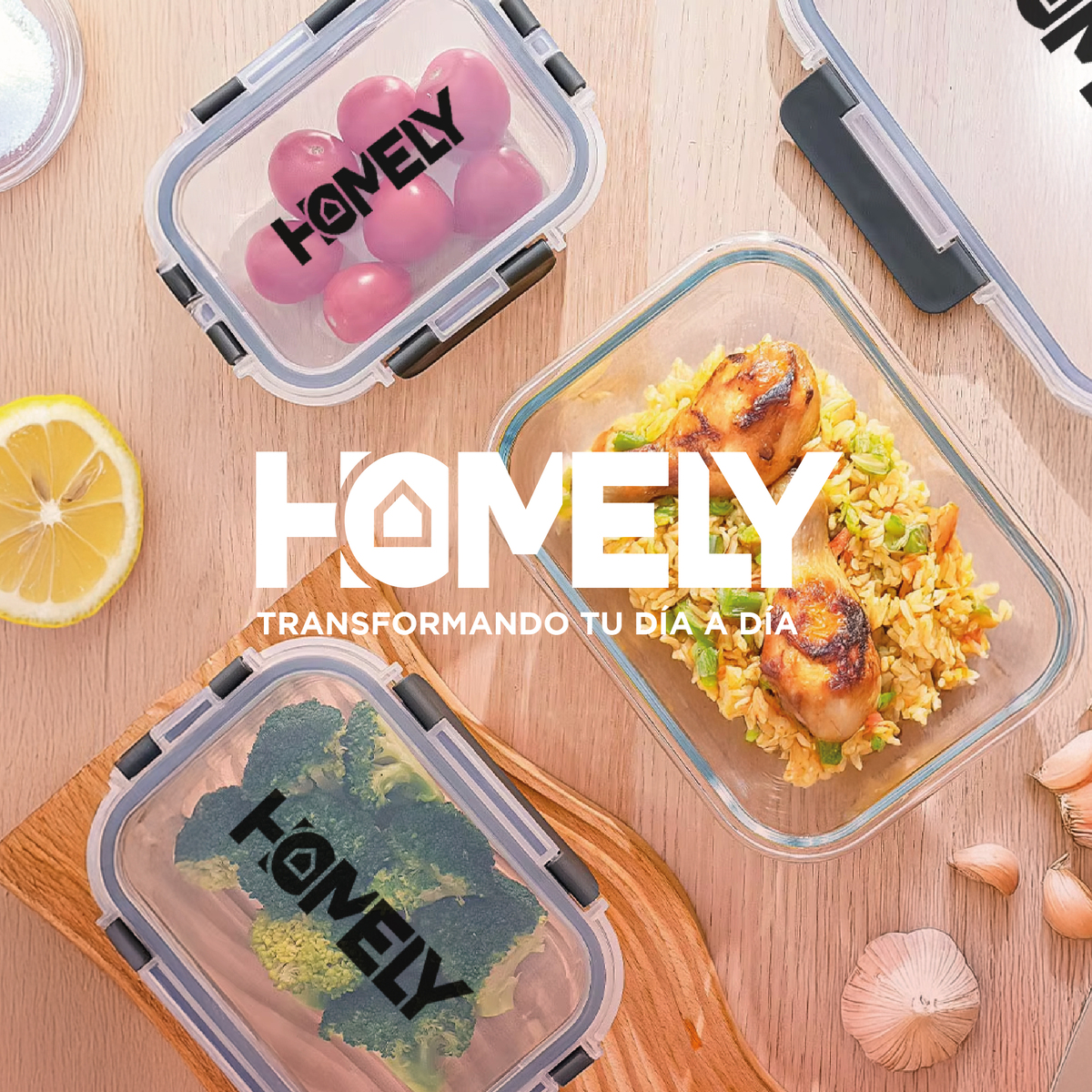 TUPPER HERMETICO COMIDA HOMELY VIDRIO TEMPLADO SET X4 3.57 L - 8