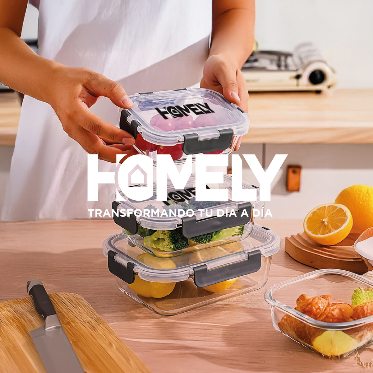 TUPPER HERMETICO COMIDA HOMELY VIDRIO TEMPLADO SET X4 3.57 L - 9