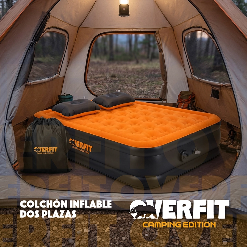 COLCHON INFLABLE ELECTRICO 2 PLAZAS OVERFIT BOMBA PORTATIL - 10