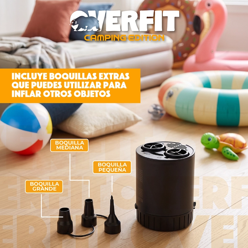 COLCHON INFLABLE ELECTRICO 2 PLAZAS OVERFIT BOMBA PORTATIL - 5