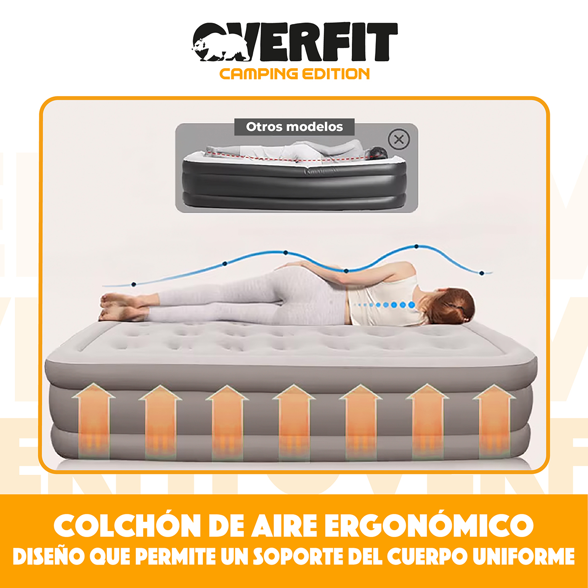 COLCHON INFLABLE ELECTRICO 2 PLAZAS OVERFIT BOMBA PORTATIL - 6