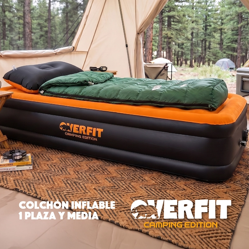 COLCHON INFLABLE ELECTRICO 1.5 PLAZA OVERFIT BOMBA PORTATIL - 10
