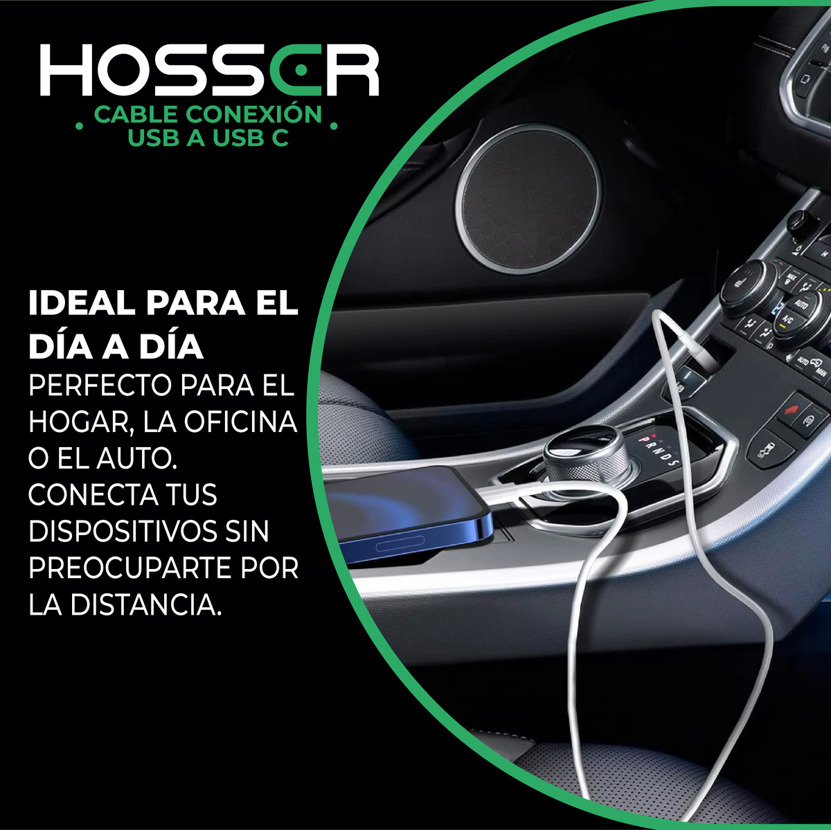 CABLE CONEXION TIPO C HOSSER 5 METROS USB 2.0 CARGA DATOS - 6