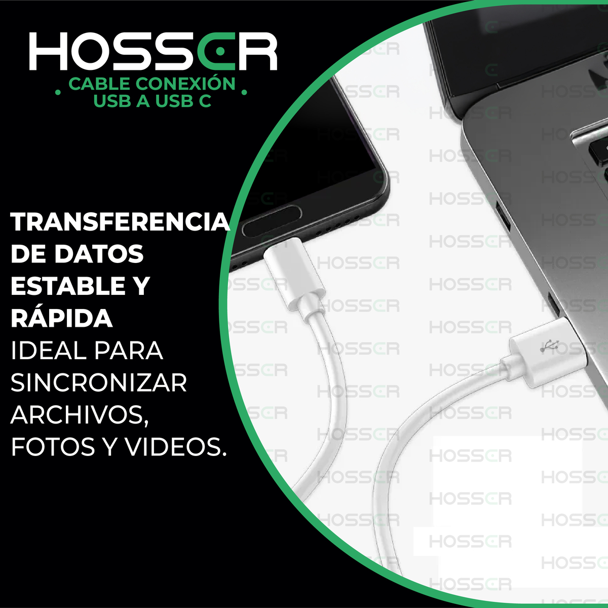 CABLE CONEXION TIPO C HOSSER 5 METROS USB 2.0 CARGA DATOS - 7
