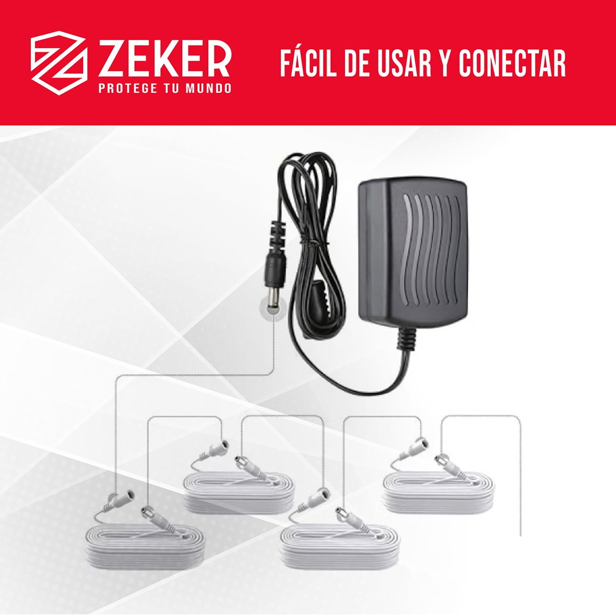 CABLE CAMARA SEGURIDAD ZEKER EXTENSOR UNIVERSAL 20 MTS 12V - 7