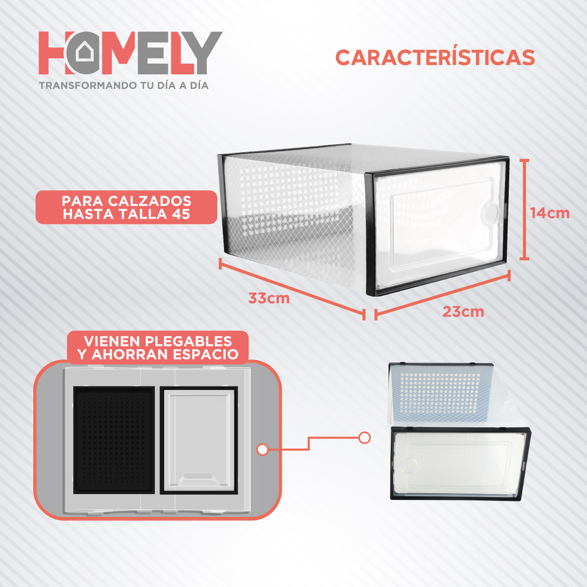CAJA ORGANIZADORA ZAPATOS APILABLES HOMELY TRANSPARENTE X2 - 2