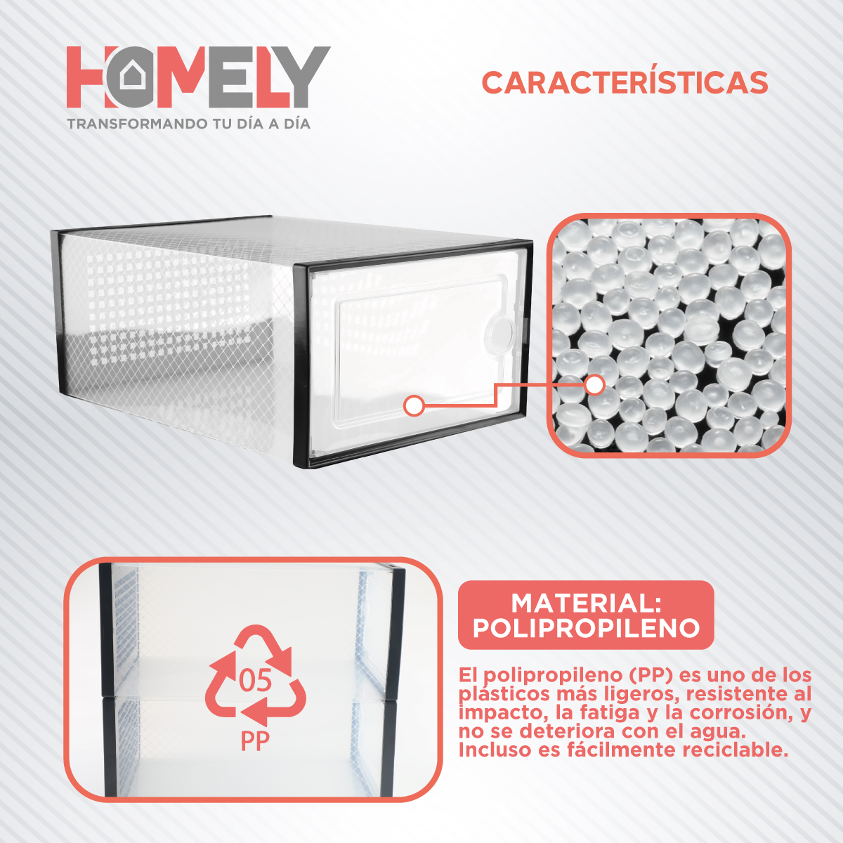 CAJA ORGANIZADORA ZAPATOS APILABLES HOMELY TRANSPARENTE X2 - 3