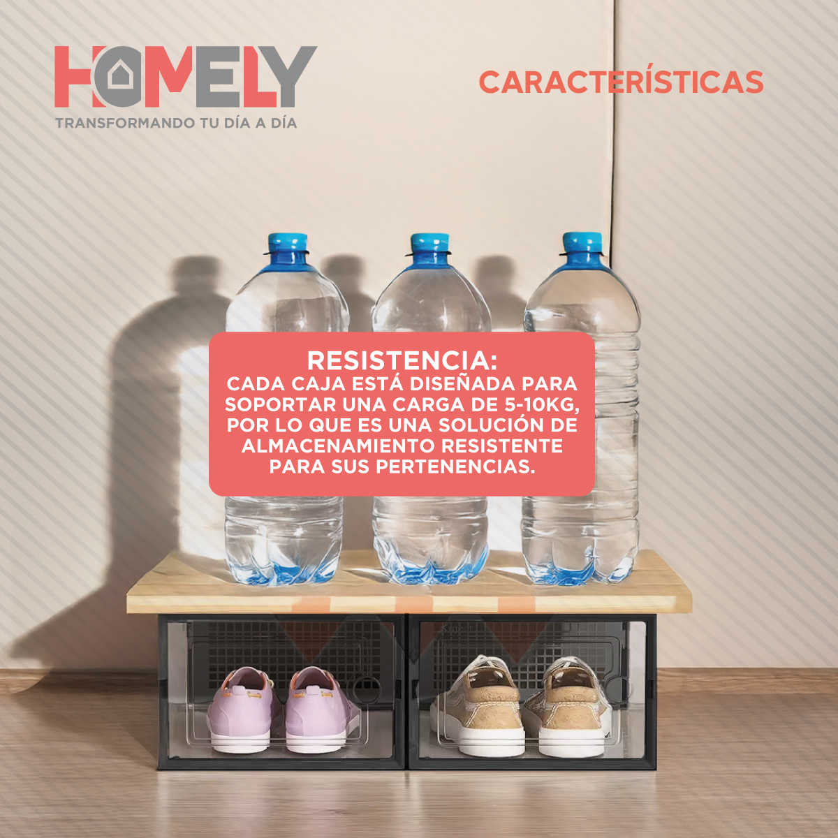 CAJA ORGANIZADORA ZAPATOS APILABLES HOMELY TRANSPARENTE X2 - 6