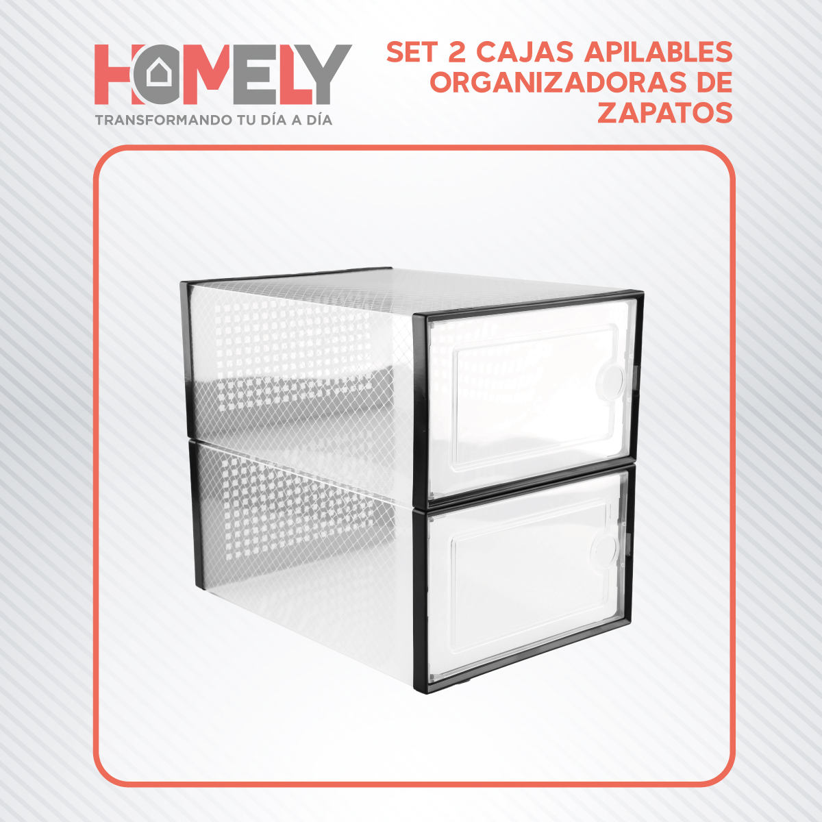 CAJA ORGANIZADORA ZAPATOS APILABLES HOMELY TRANSPARENTE X2 - 7