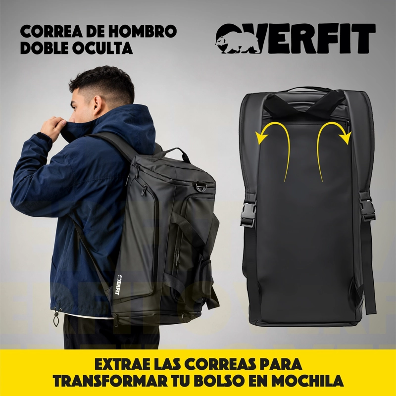 BOLSO DEPORTIVO DUFFEL GYM 3 EN 1 OVERFIT OXFORD IMPERMEABLE - 3