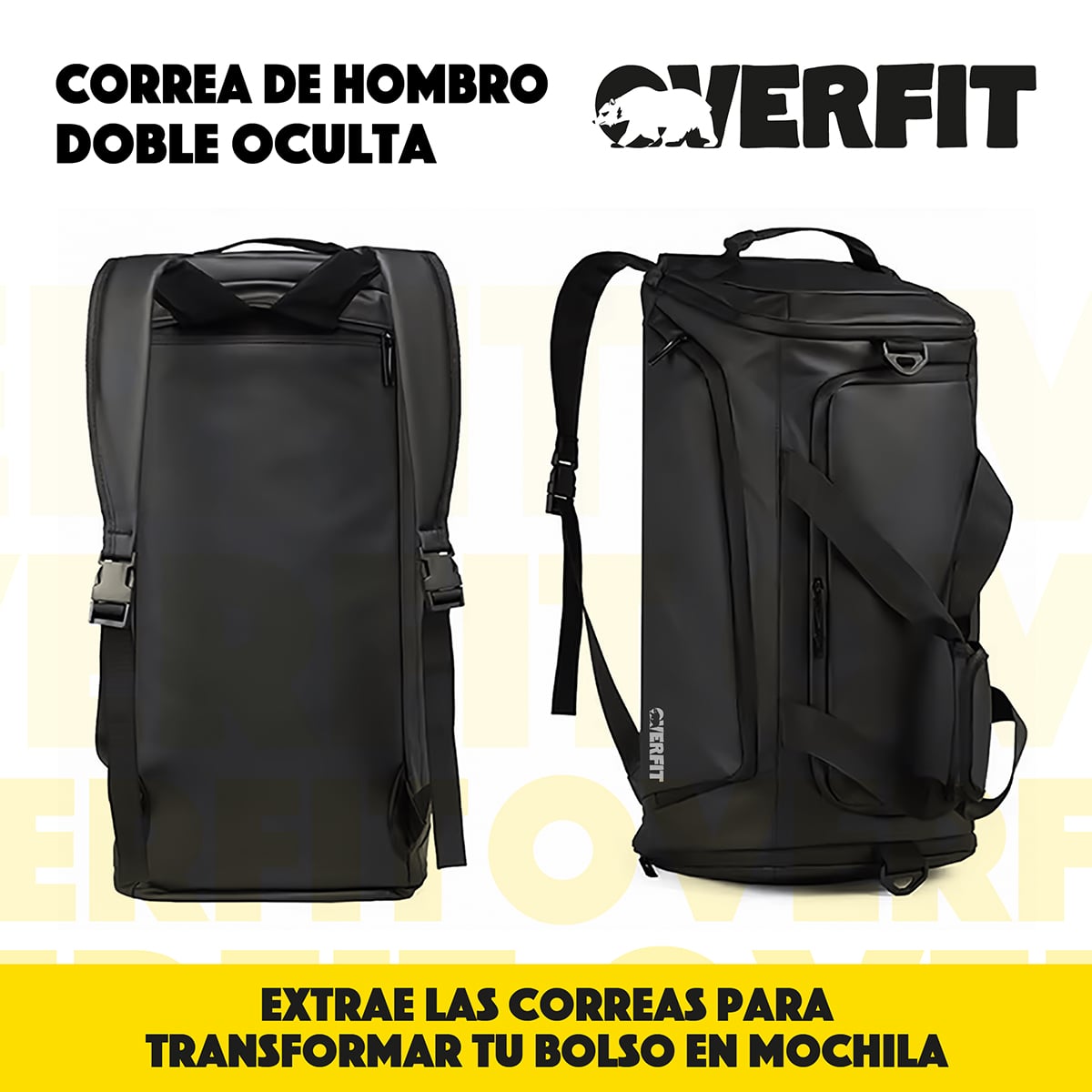 BOLSO DEPORTIVO DUFFEL GYM 3 EN 1 OVERFIT OXFORD IMPERMEABLE - 4