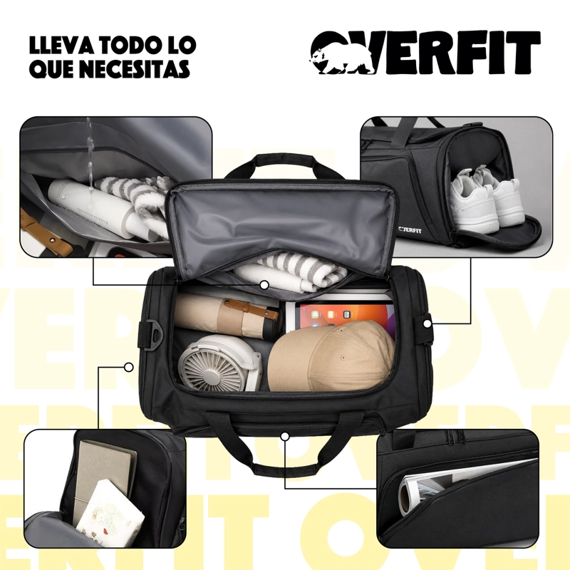 BOLSO DEPORTIVO DUFFEL GYM 3 EN 1 OVERFIT OXFORD IMPERMEABLE - 6