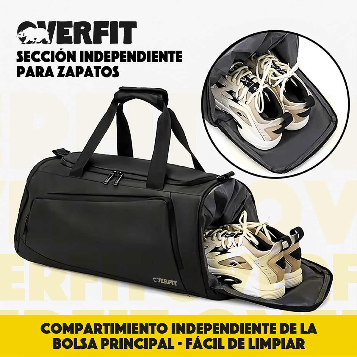 BOLSO DEPORTIVO DUFFEL GYM 3 EN 1 OVERFIT OXFORD IMPERMEABLE - 6