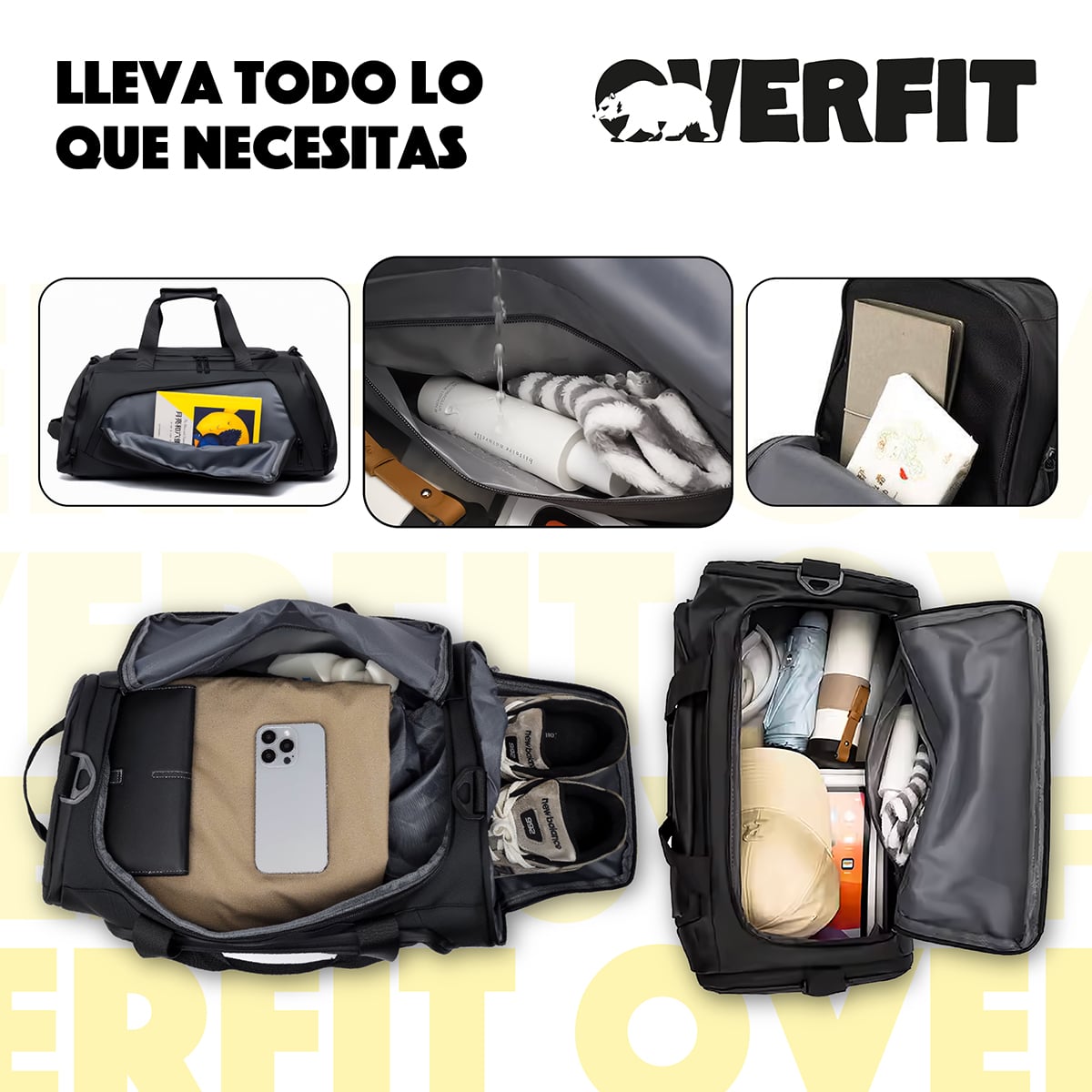 BOLSO DEPORTIVO DUFFEL GYM 3 EN 1 OVERFIT OXFORD IMPERMEABLE - 7