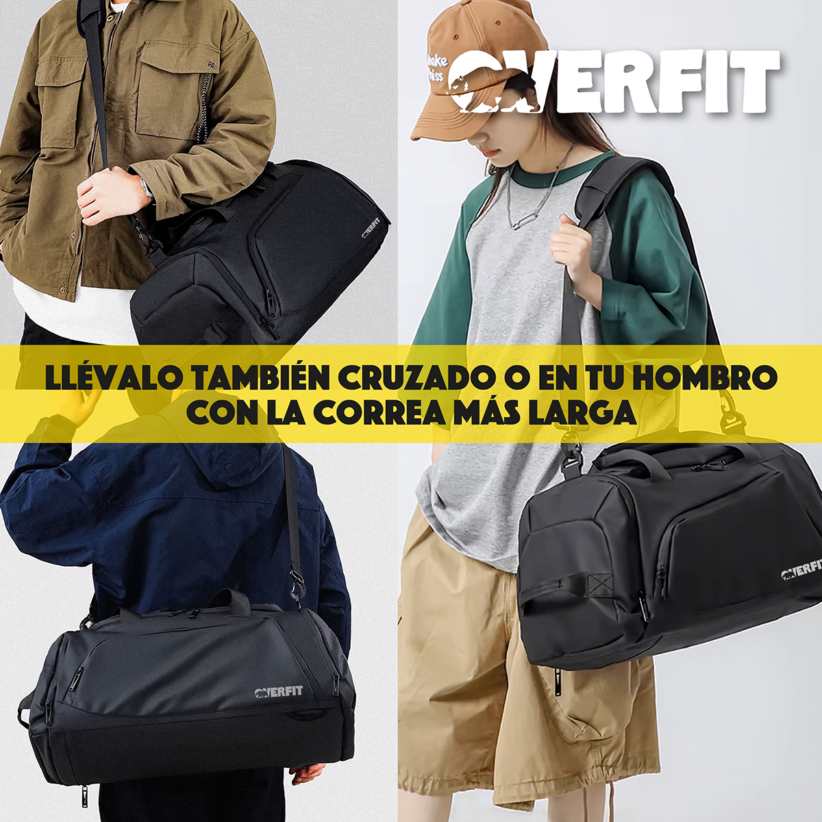 BOLSO DEPORTIVO DUFFEL GYM 3 EN 1 OVERFIT OXFORD IMPERMEABLE - 8