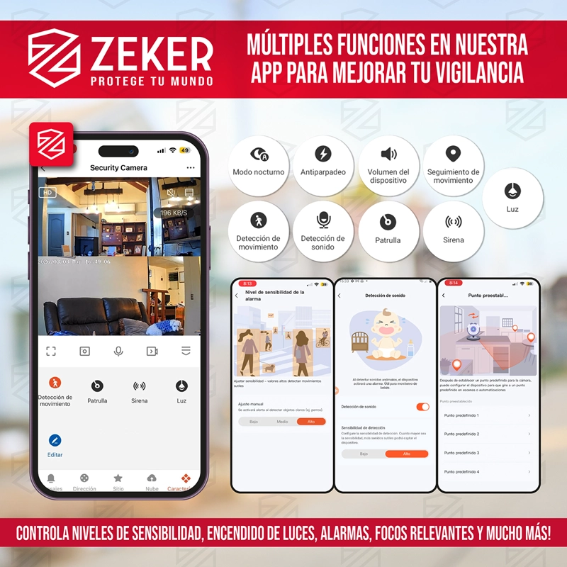 CAMARA DE SEGURIDAD INTERIOR DOBLE ZEKER 4MP 2.4G WIFI IP X3 - 6