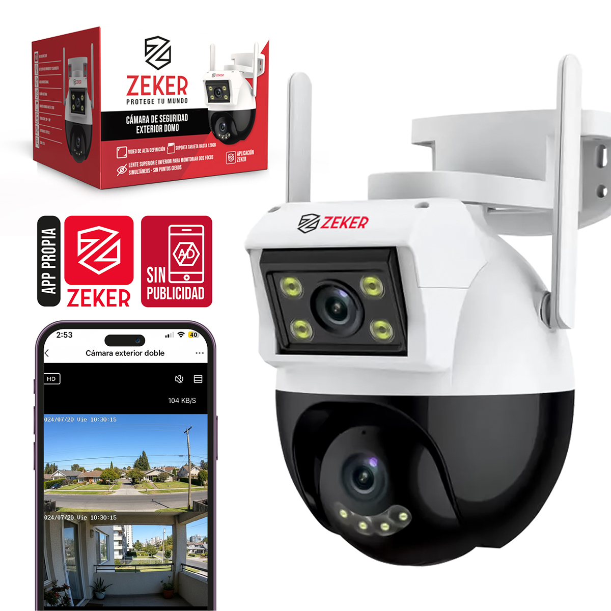 CAMARA DE SEGURIDAD DOMO ZEKER 4MP 2.4G WIFI IMPERMEABLE - 1