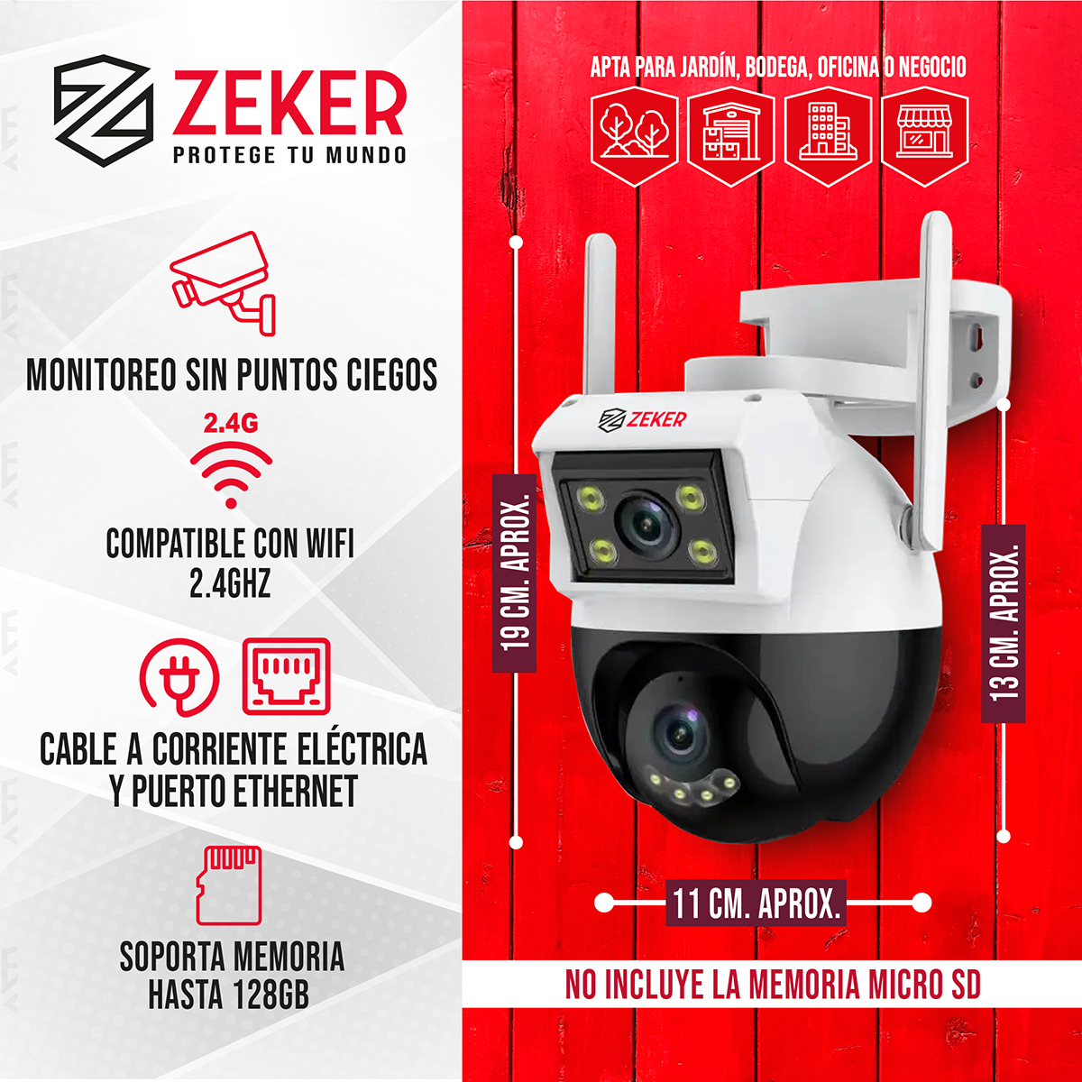 CAMARA DE SEGURIDAD DOMO ZEKER 4MP 2.4G WIFI IMPERMEABLE - 2