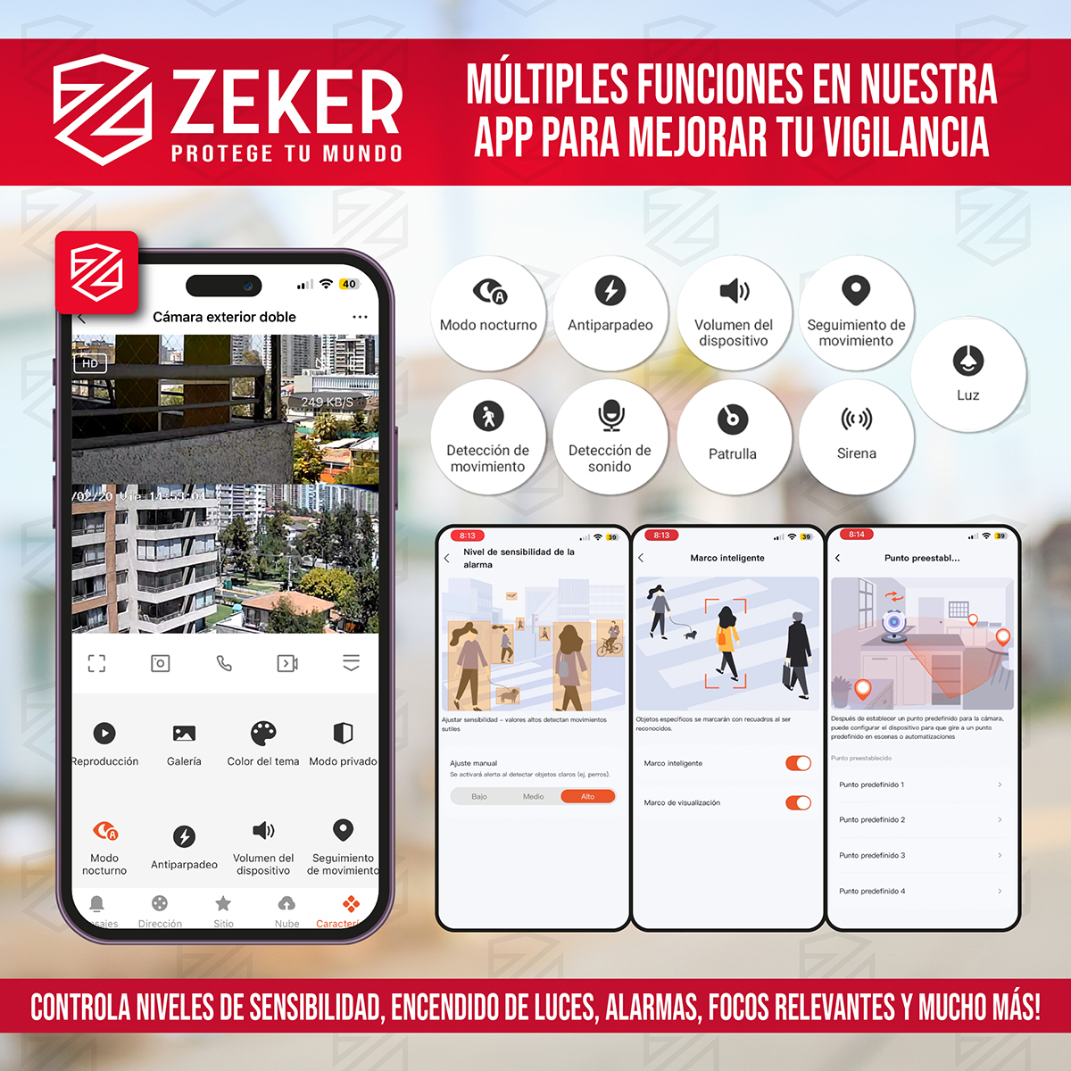 CAMARA DE SEGURIDAD DOMO ZEKER 4MP 2.4G WIFI IMPERMEABLE - 5