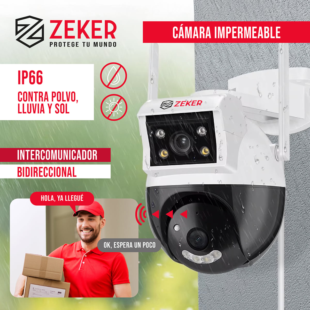 CAMARA DE SEGURIDAD DOMO ZEKER 4MP 2.4G WIFI IMPERMEABLE - 6