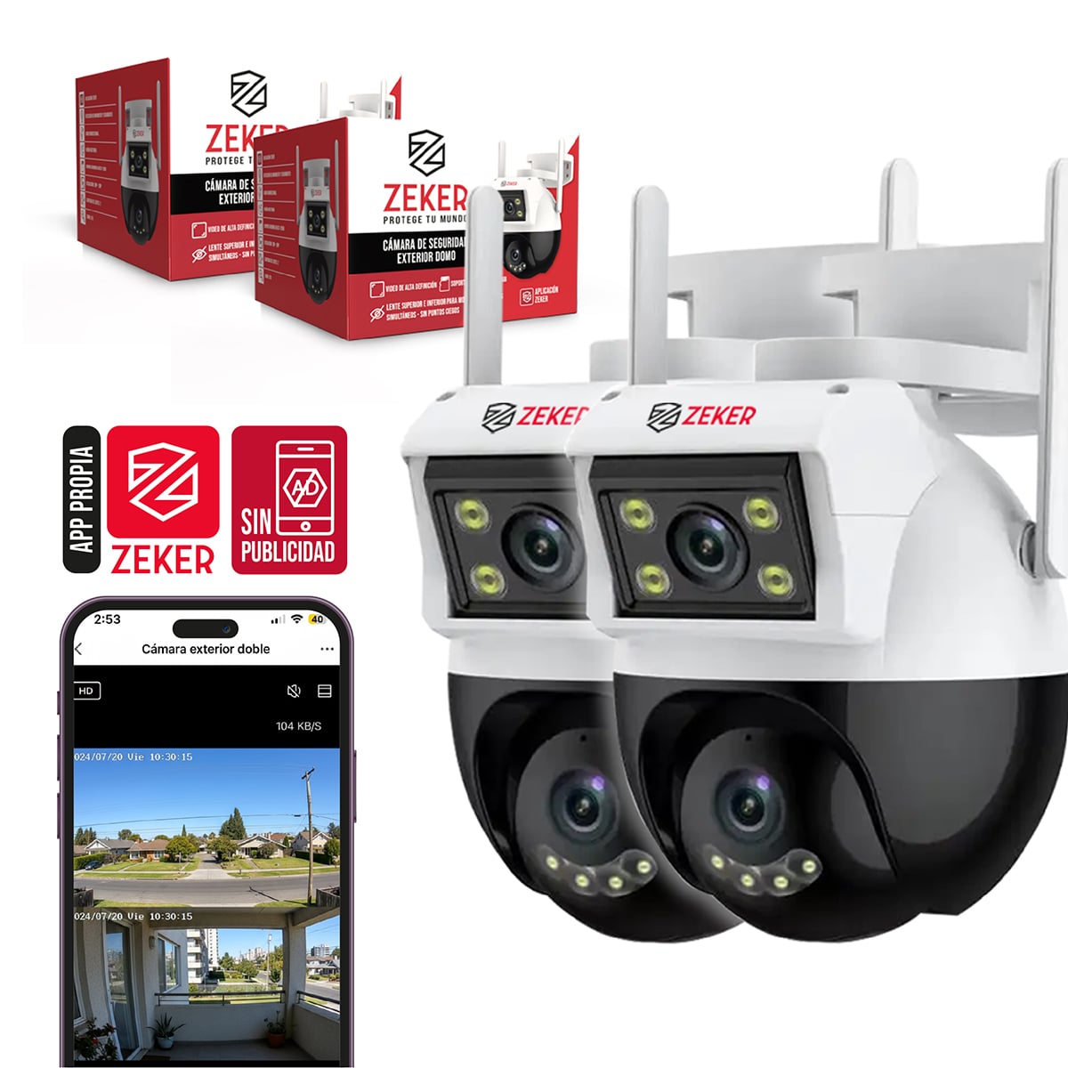 CAMARA DE SEGURIDAD DOMO ZEKER 4MP 5G WIFI IMPERMEABLE X2 - 1