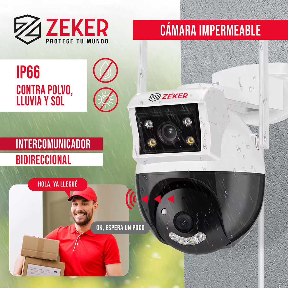 CAMARA DE SEGURIDAD DOMO ZEKER 4MP 5G WIFI IMPERMEABLE X2 - 7